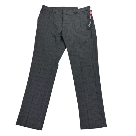 Tommy Hilfiger Mens TH Flex Tate Modern Fit Plaid Dress Pants Gray Blue 36x32 - Picture 1 of 4